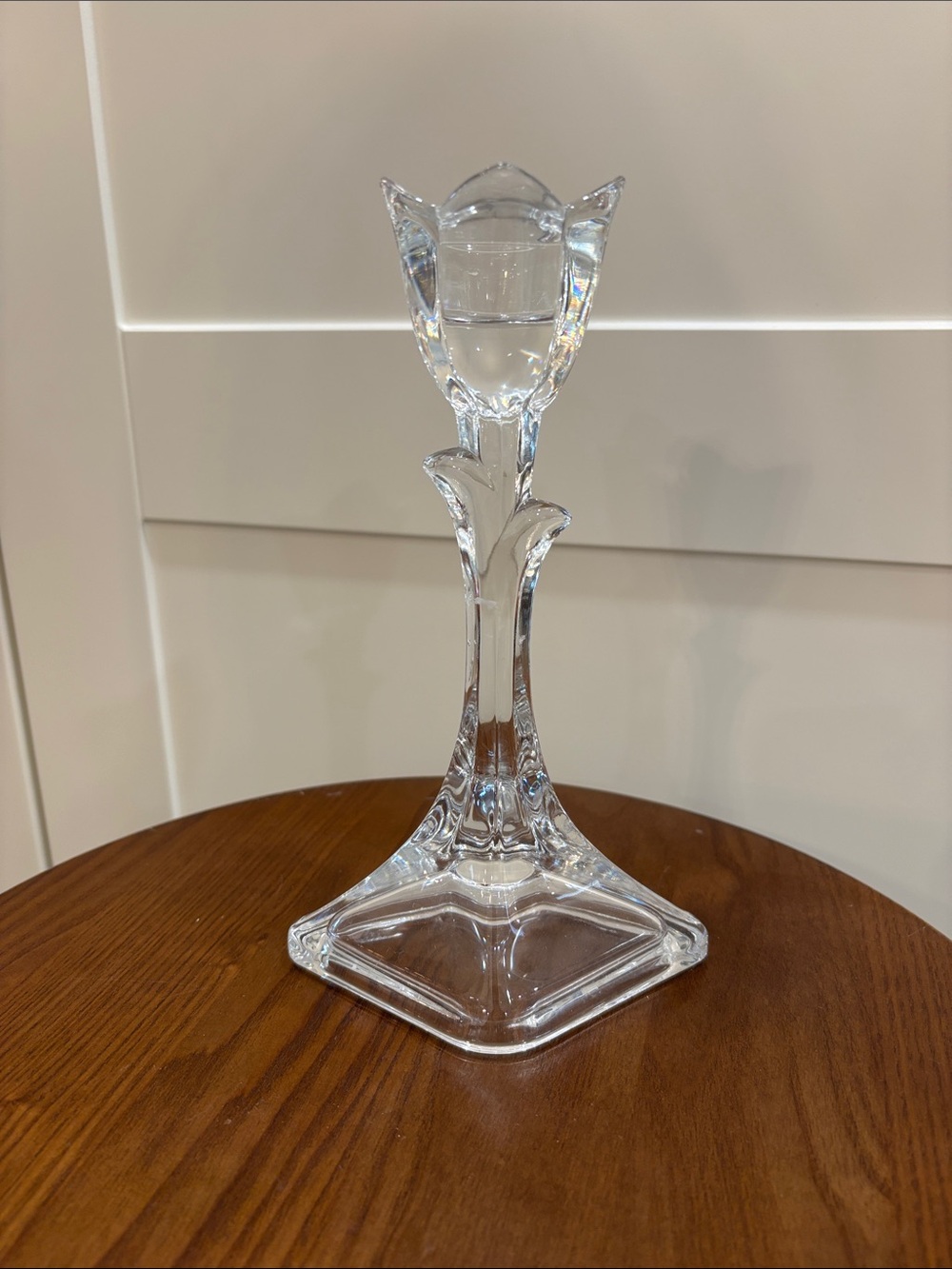 Crystal Tulip Candle Holder - Clear Decorative Accent